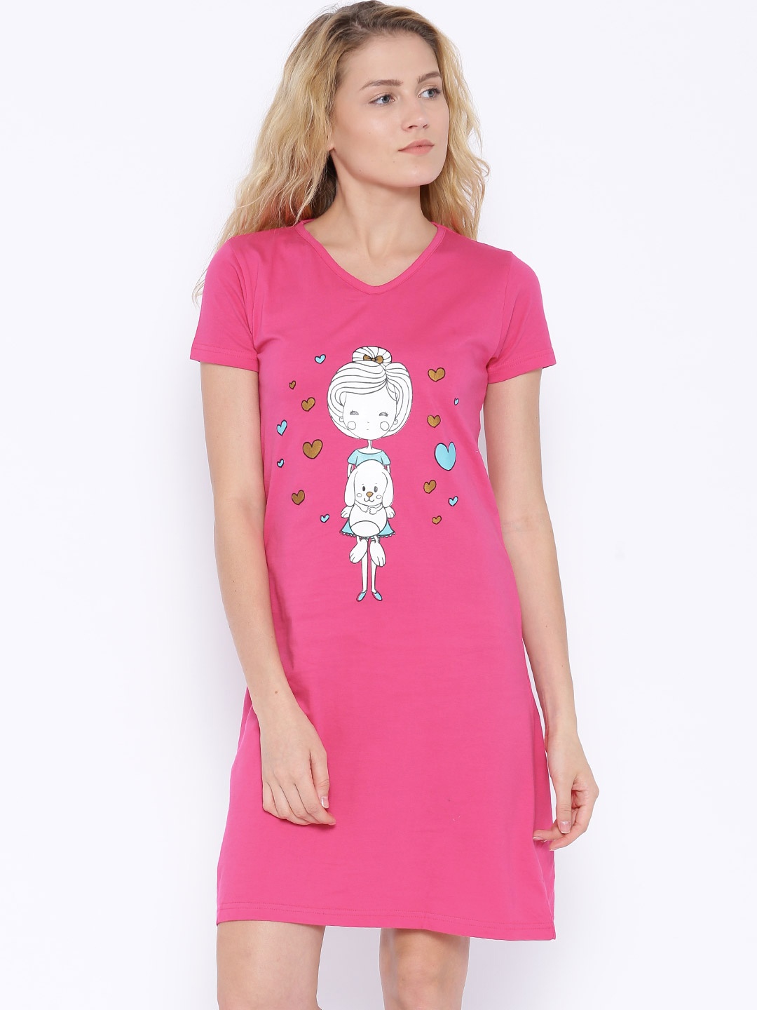 

Slumber Jill Fuchsia Pink Printed Sleep Shirt FWSJ655