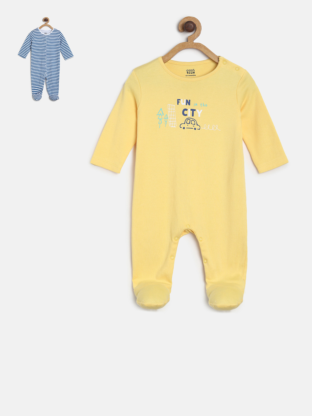 

MINI KLUB Infant Girls Pack of 2 Sleepsuits, Yellow