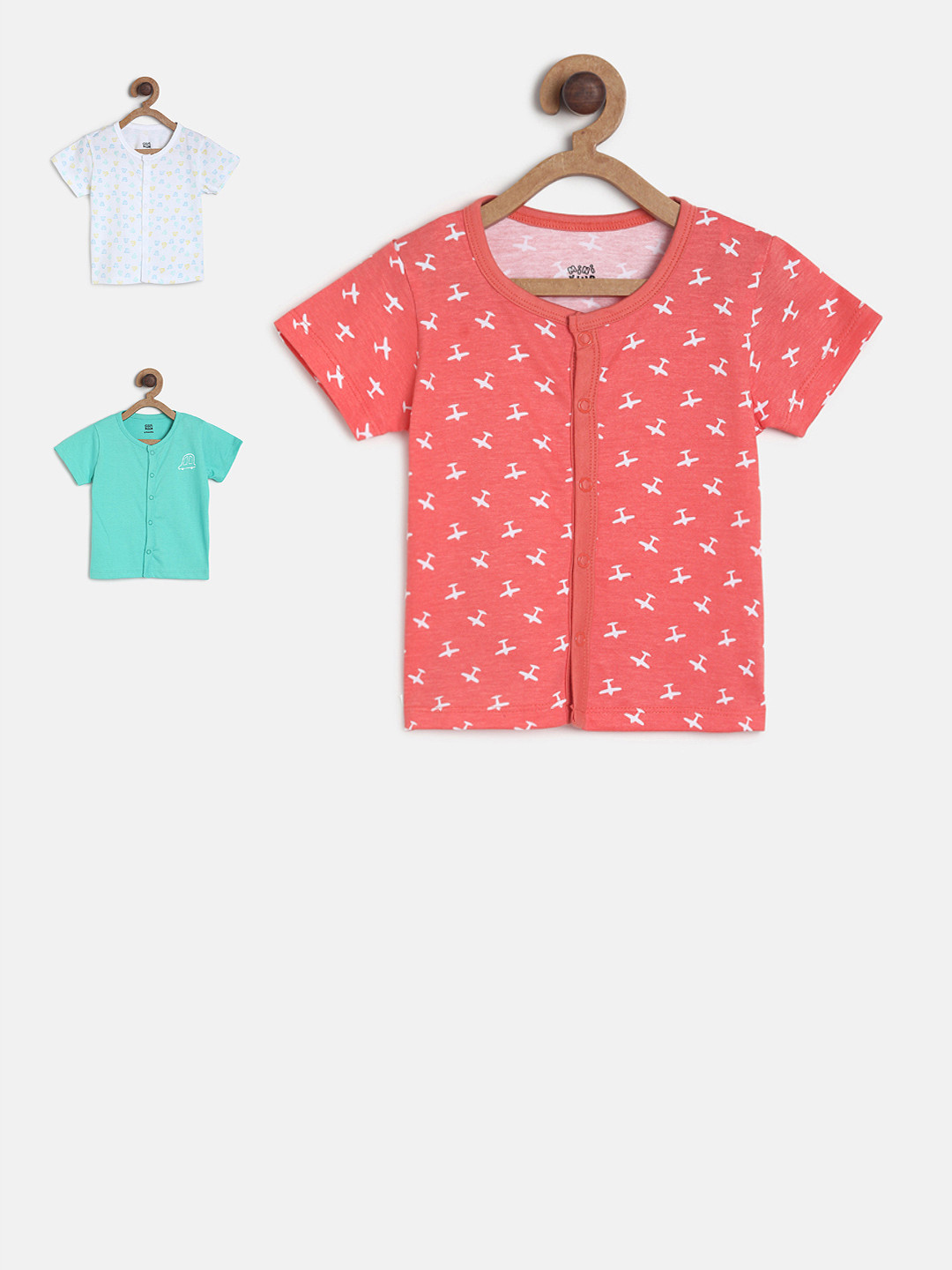 

MINI KLUB Girls Pack of 3 Printed Round Neck T-shirts, Pink