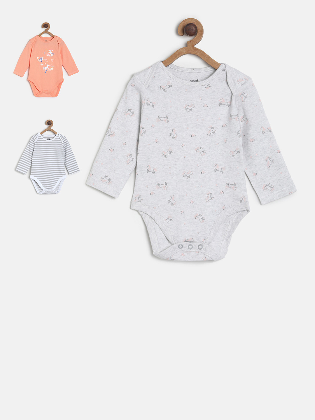 

MINI KLUB Infant Girls Pack of 3 Bodysuits, Grey