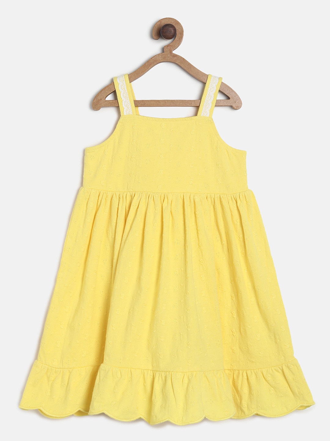 

MINI KLUB Girls Yellow Solid Cotton Empire Dress