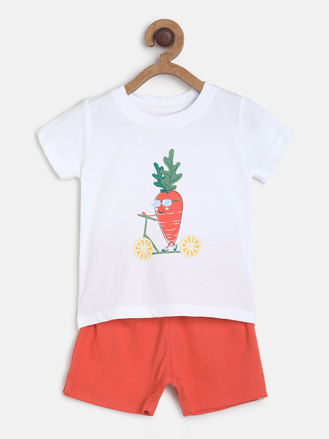 

MINI KLUB Boys White & Orange Printed co-ords