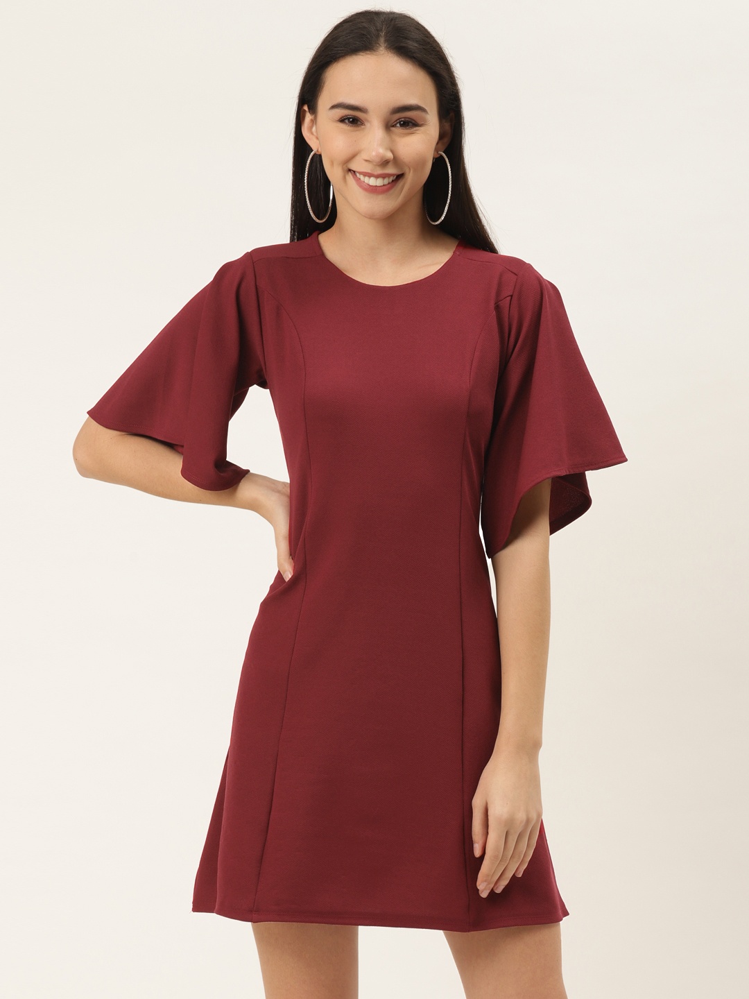 

ZIZO By Namrata Bajaj Women Maroon Solid Stretchable A-Line Dress