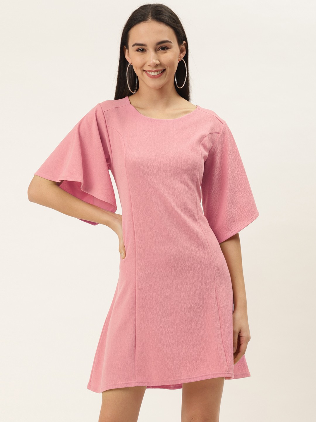 

ZIZO By Namrata Bajaj Women Pink Solid Stretchable A-Line Dress