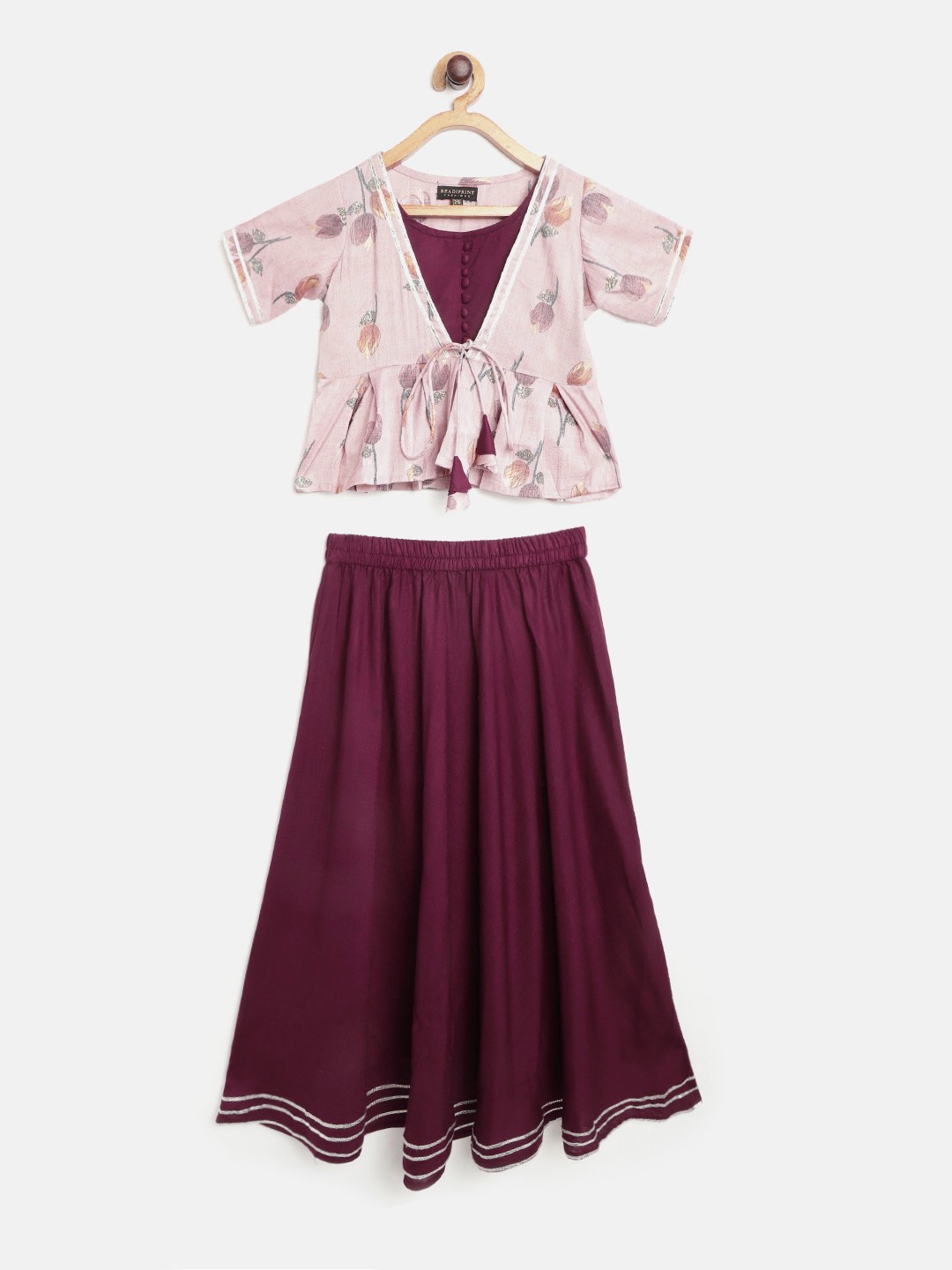 

Readiprint Fashions Purple & Mauve Floral Print Ready to Wear Lehenga with Blouse