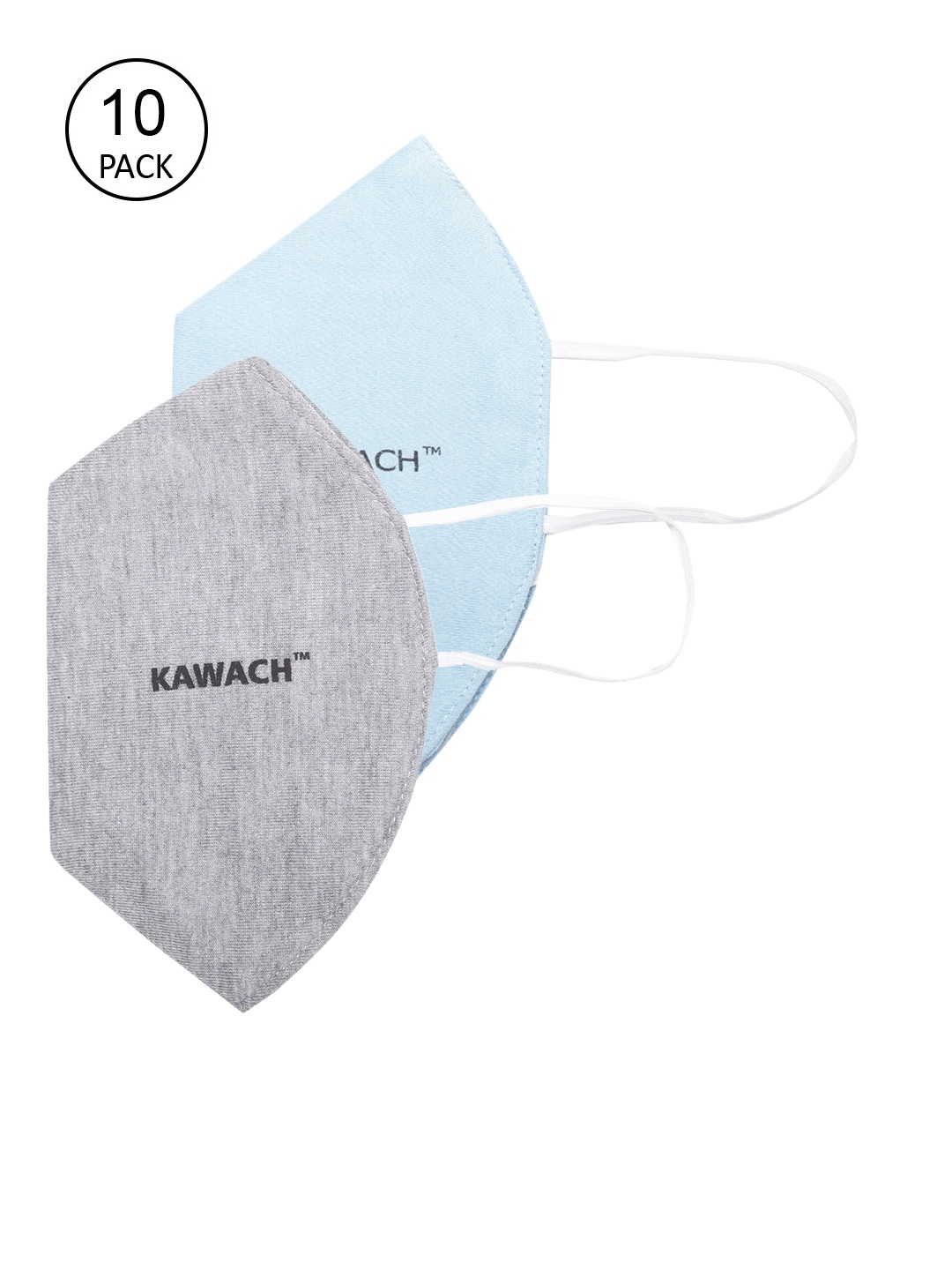 

Kawach Unisex Pack of 10 Solid Reusable 3 Ply Anti Allergic Cloth Masks, Blue