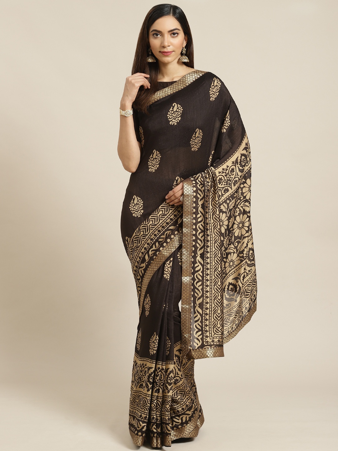 

Libas Brown & Beige Printed Saree