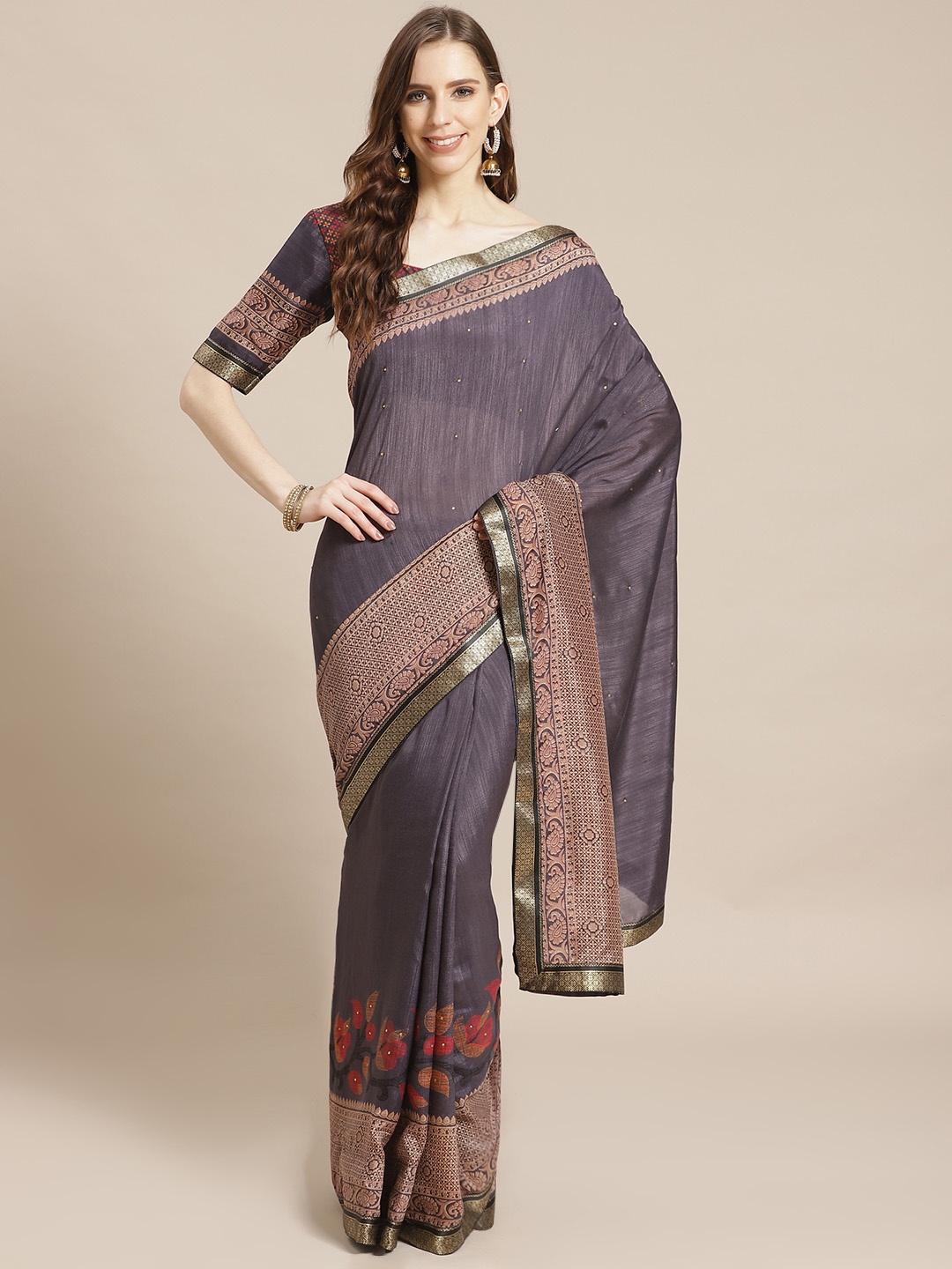 

Libas Charcoal Grey Embellished Saree