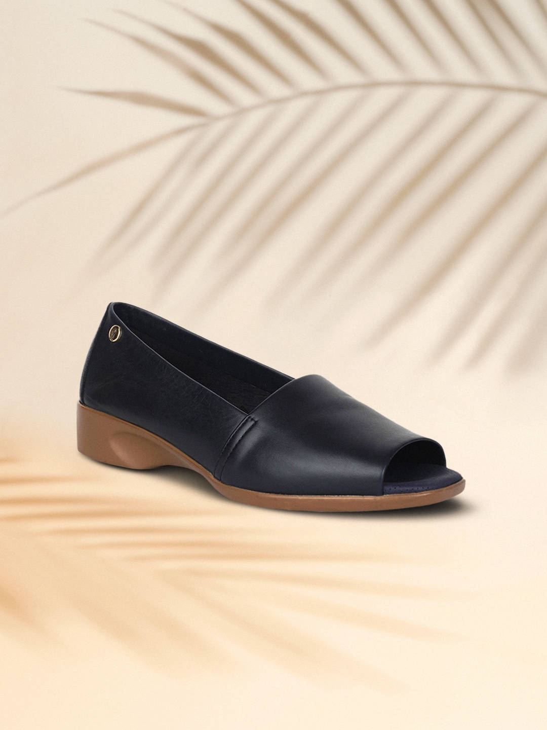 

Hush Puppies Women Black Solid Leather Peep Toes