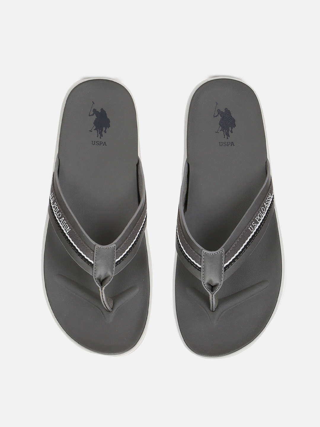 

U.S. Polo Assn. Men Grey Striped Thong Flip-Flops