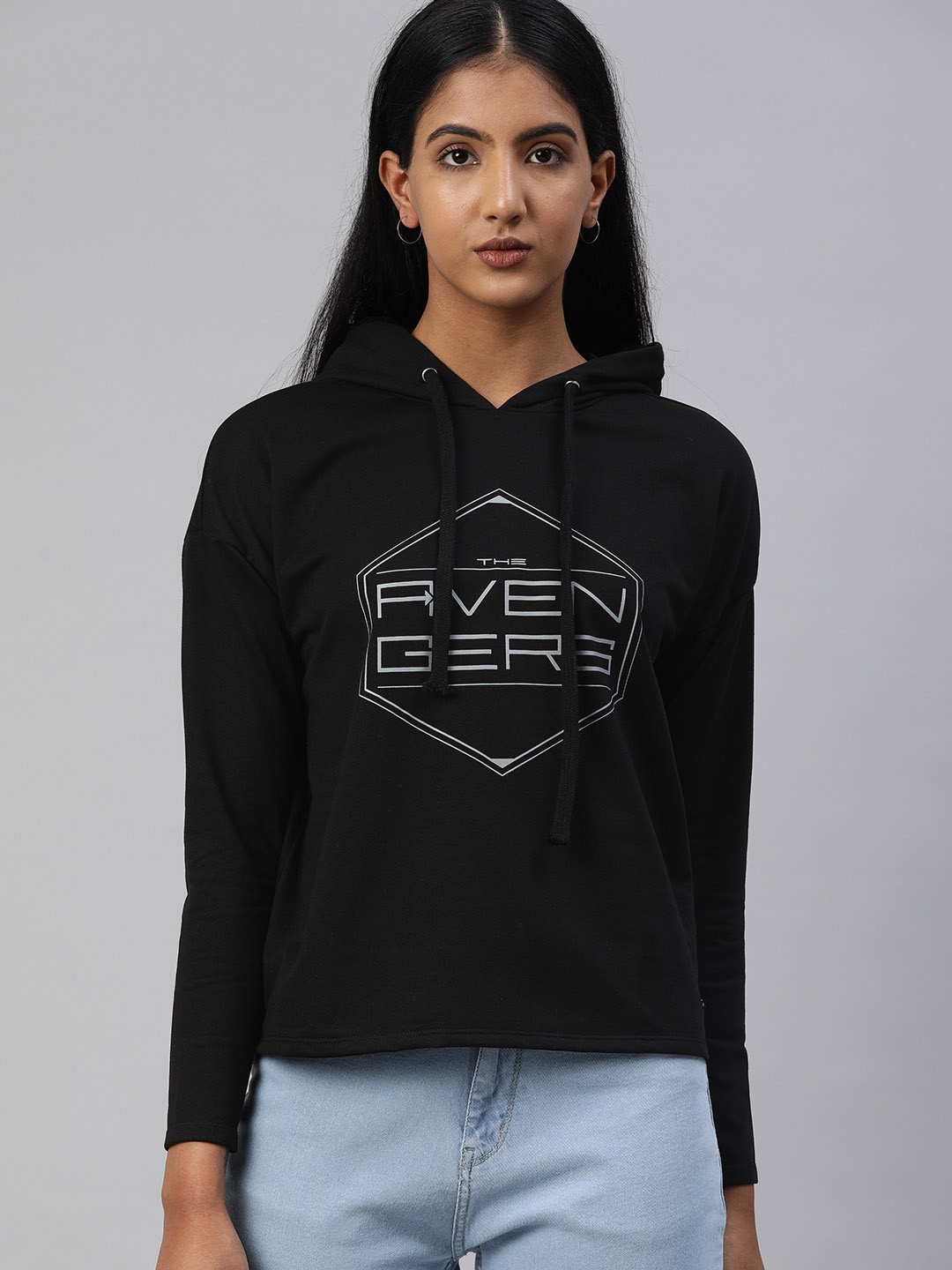 

Van Heusen Woman Women Black Printed Hooded Sweatshirt