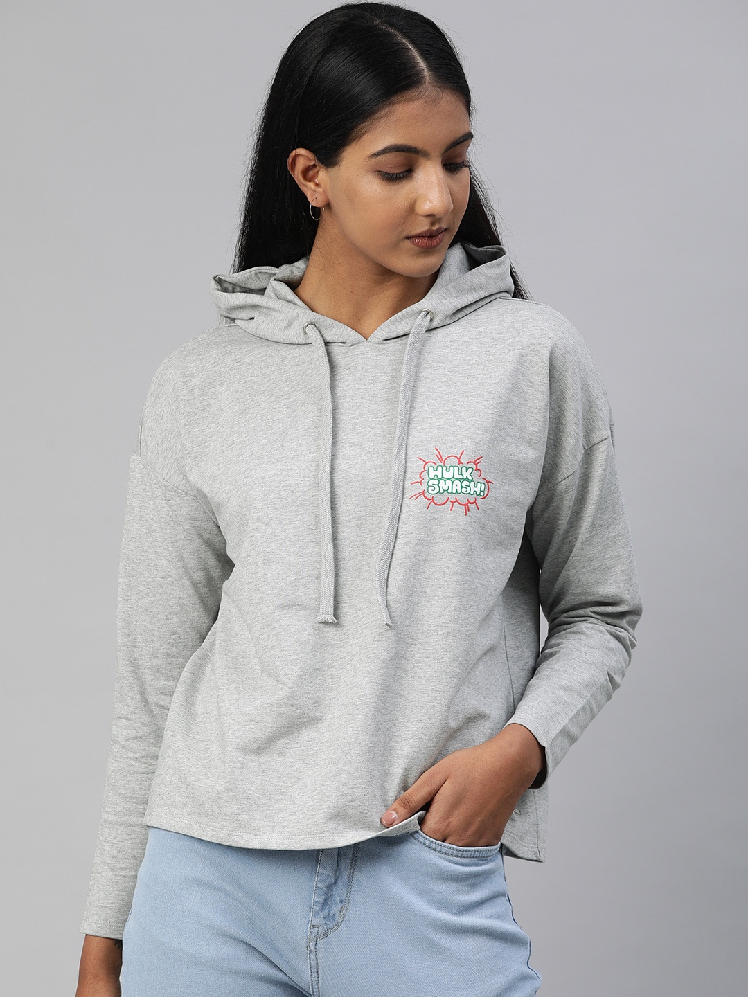 

Van Heusen Woman Women Grey Solid Hooded Sweatshirt
