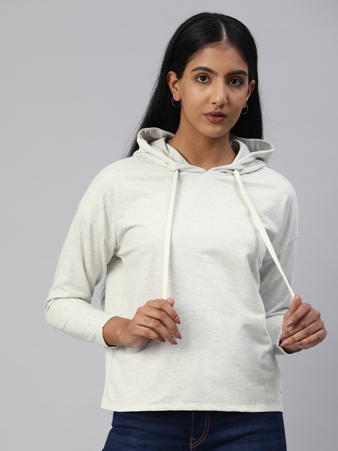 

Van Heusen Woman Grey Solid Hooded Pullover Sweatshirt