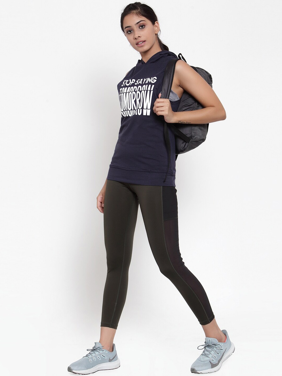 

Invincible Women Sleeveless Hoody, Navy blue