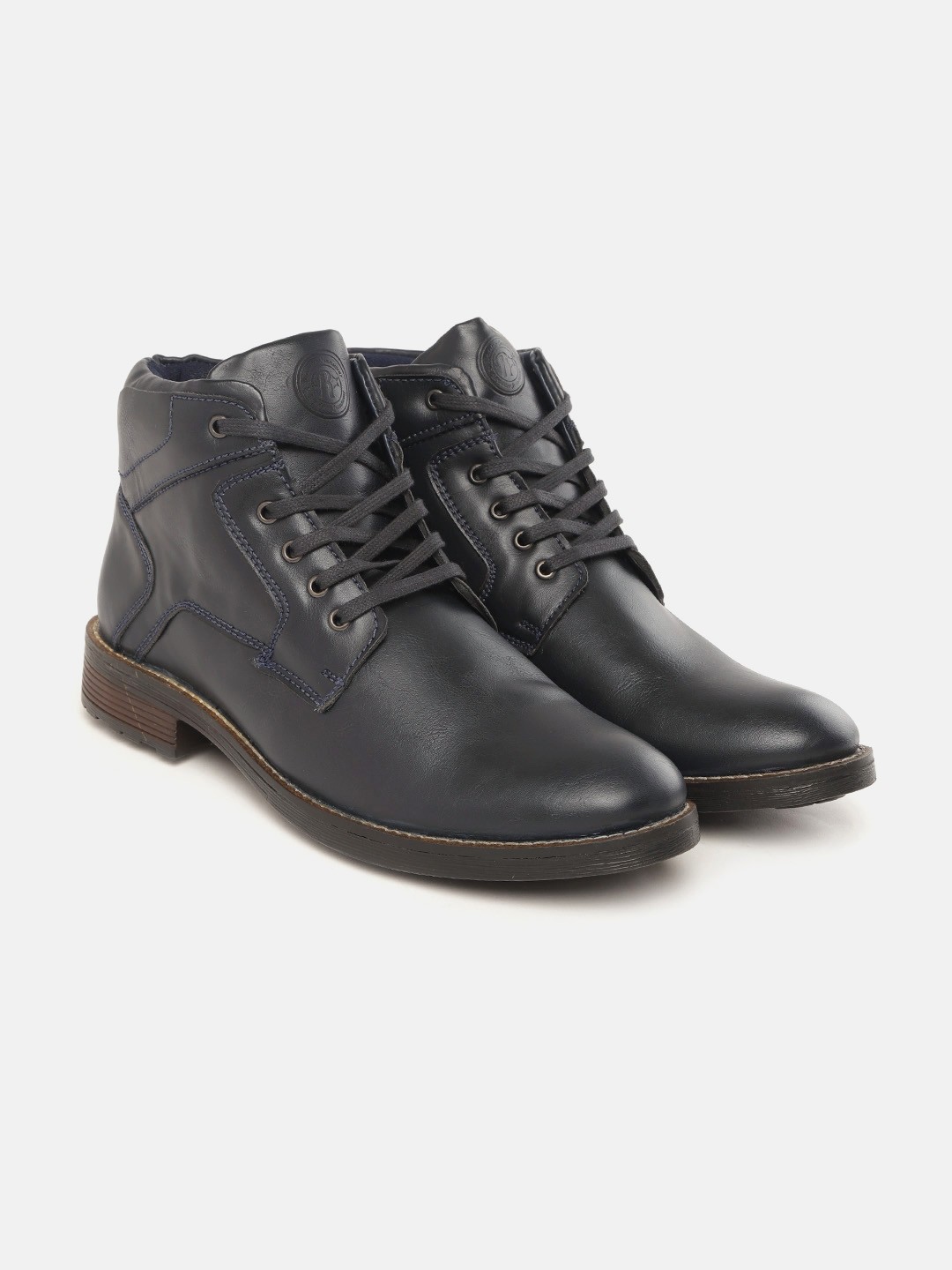 

The Roadster Lifestyle Co Men Navy Blue Mid-Top Flat Boots