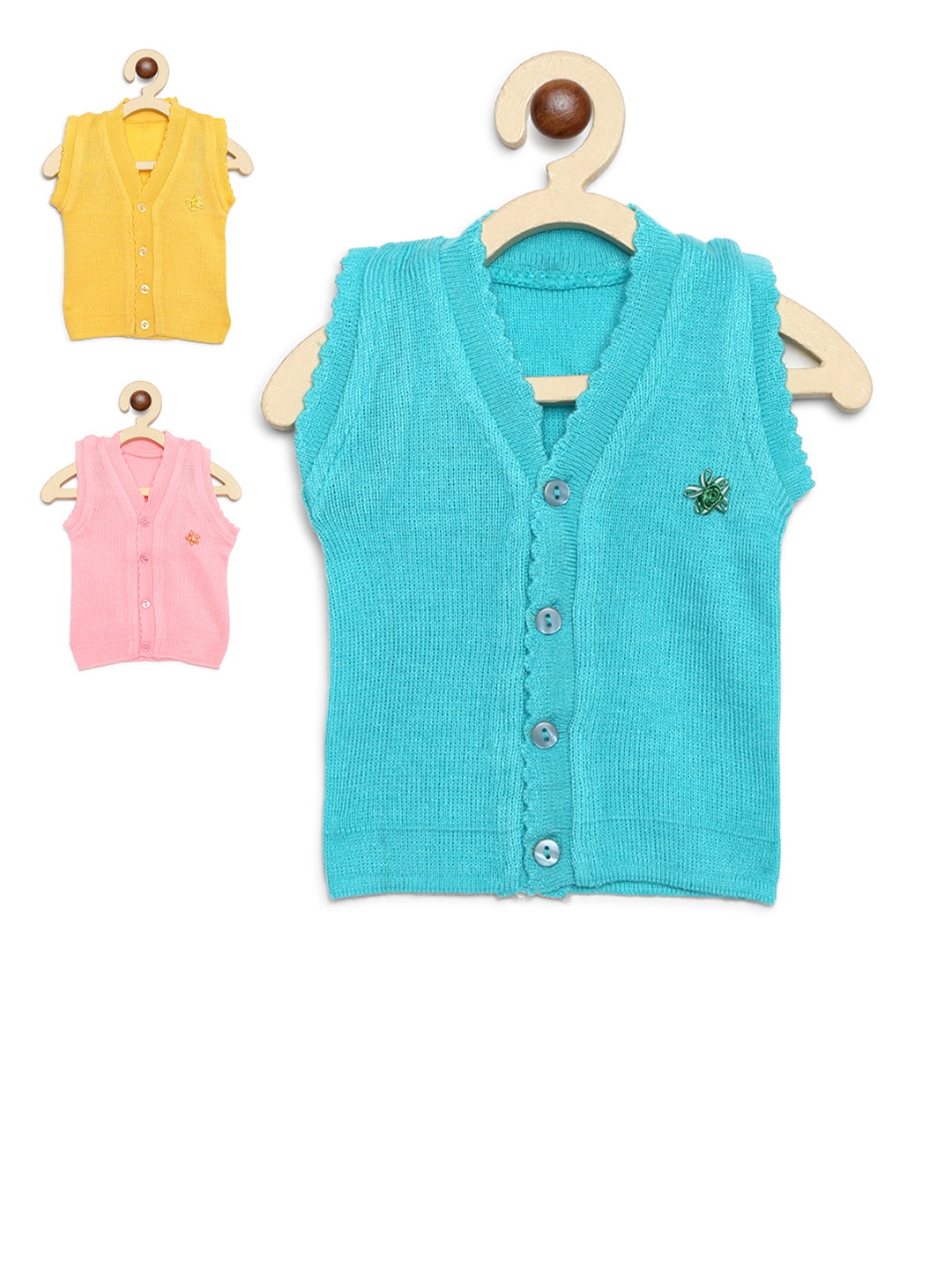 

FABNEST Pack Of 3 Kids Solid Acrlic Sweater Vests, Blue