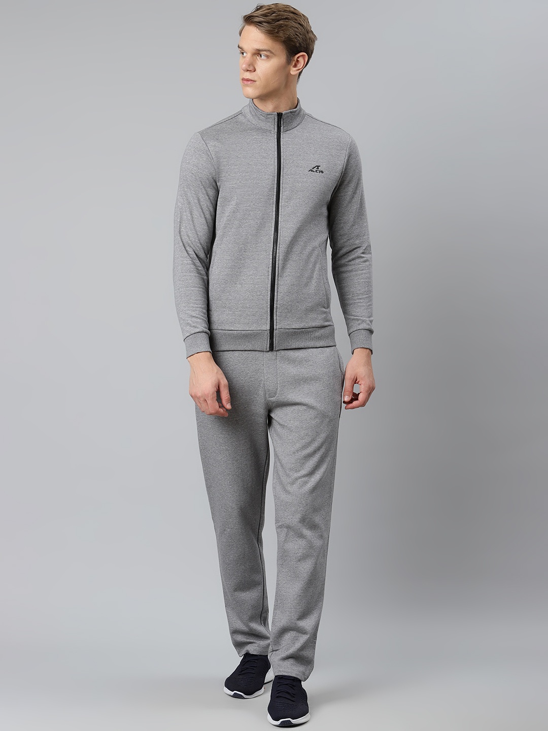 

Alcis Men Grey Melange Solid Track Suit