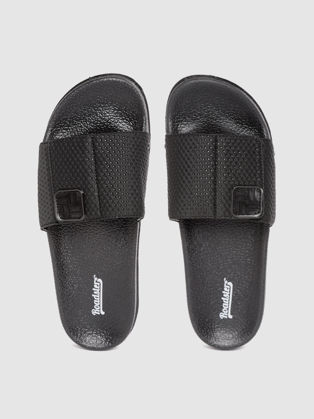 

The Roadster Lifestyle Co Women Black Self Design Sliders