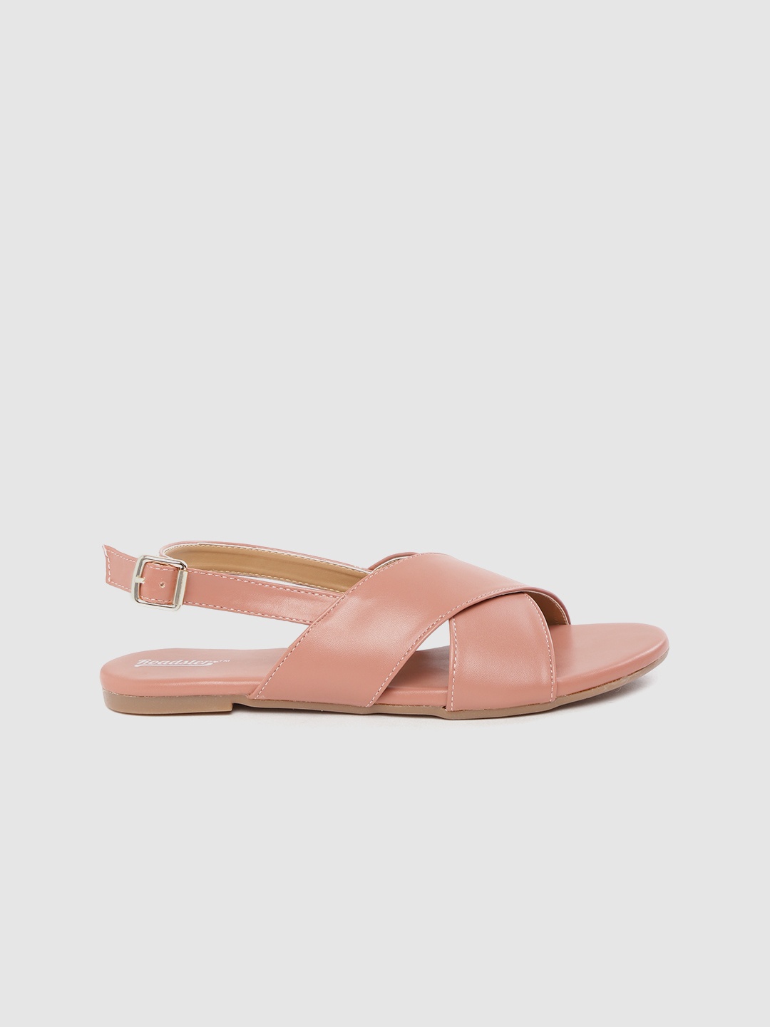 

The Roadster Lifestyle Co Women Dusty Pink Solid Criss-Cross Detail Open Toe Flats