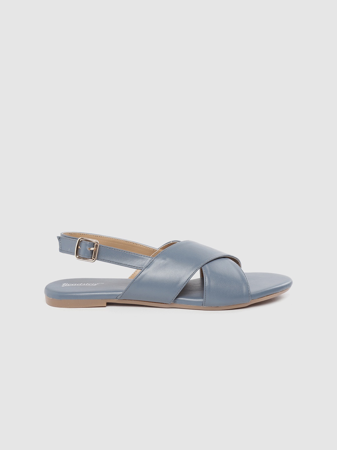 

The Roadster Lifestyle Co Women Blue Solid Criss-Cross Detail Open Toe Flats