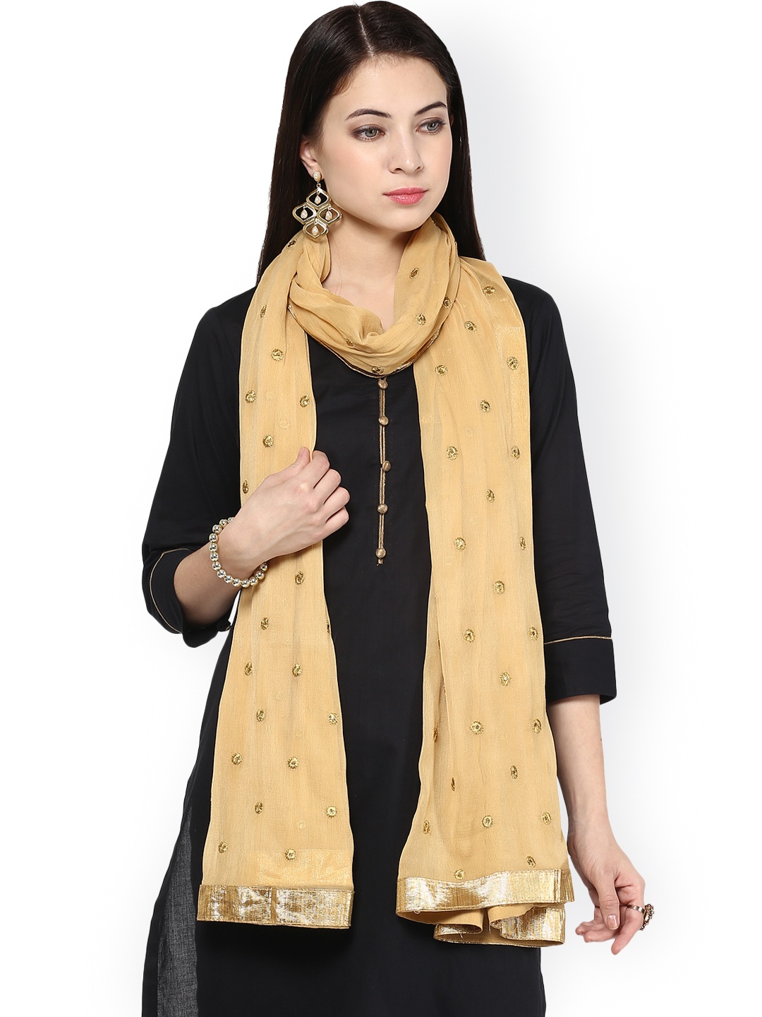 

Dupatta Bazaar Beige Embroidered Dupatta