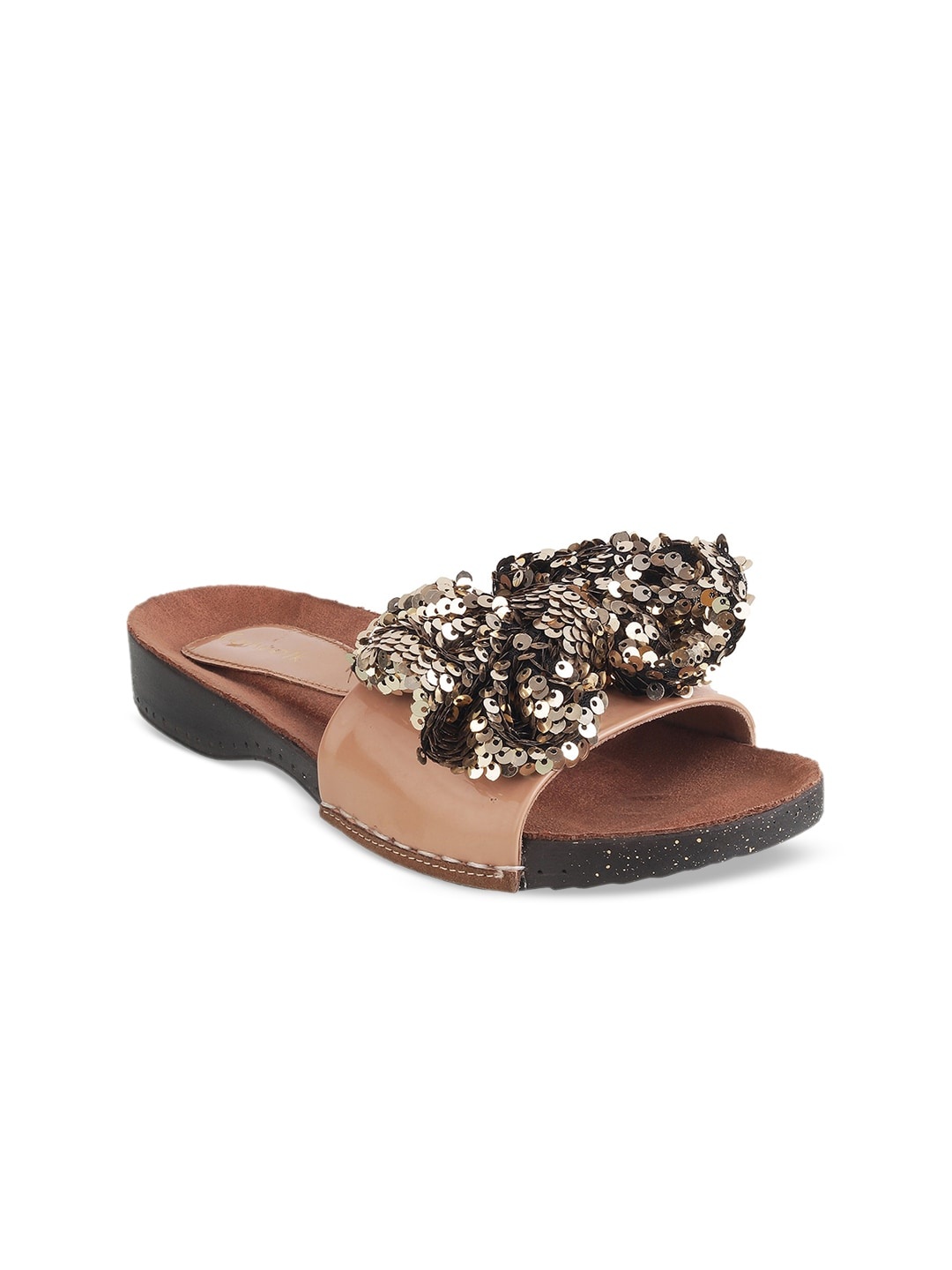 

Catwalk Women Gold-Toned Embellished Synthetic Patent Mules