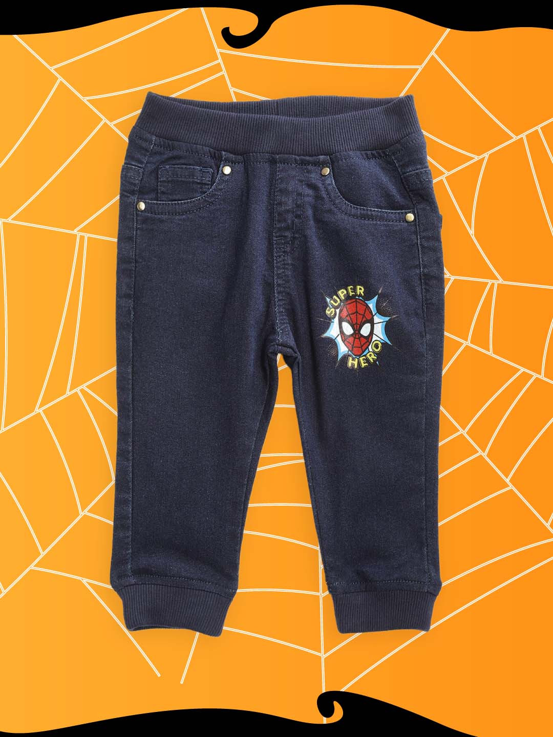 

YK Marvel Infant Boys Navy Blue Avengers Spider Man Print Detail Stretchable Jogger Jeans