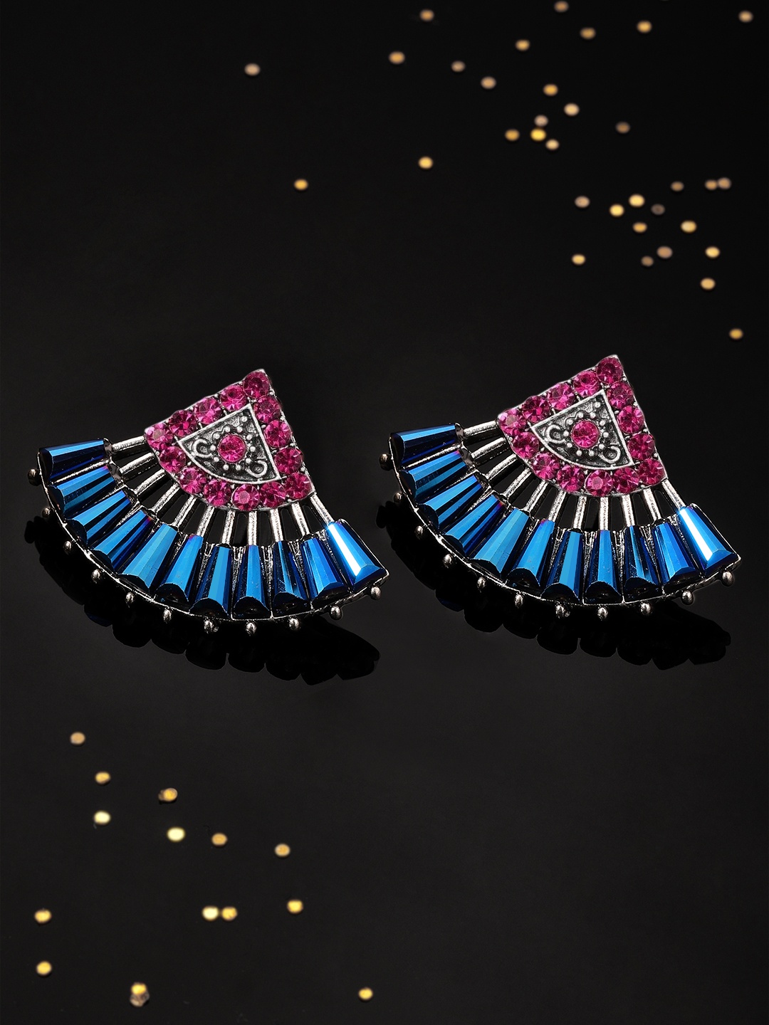 

Rubans Silver-Plated Blue Geometric Studs