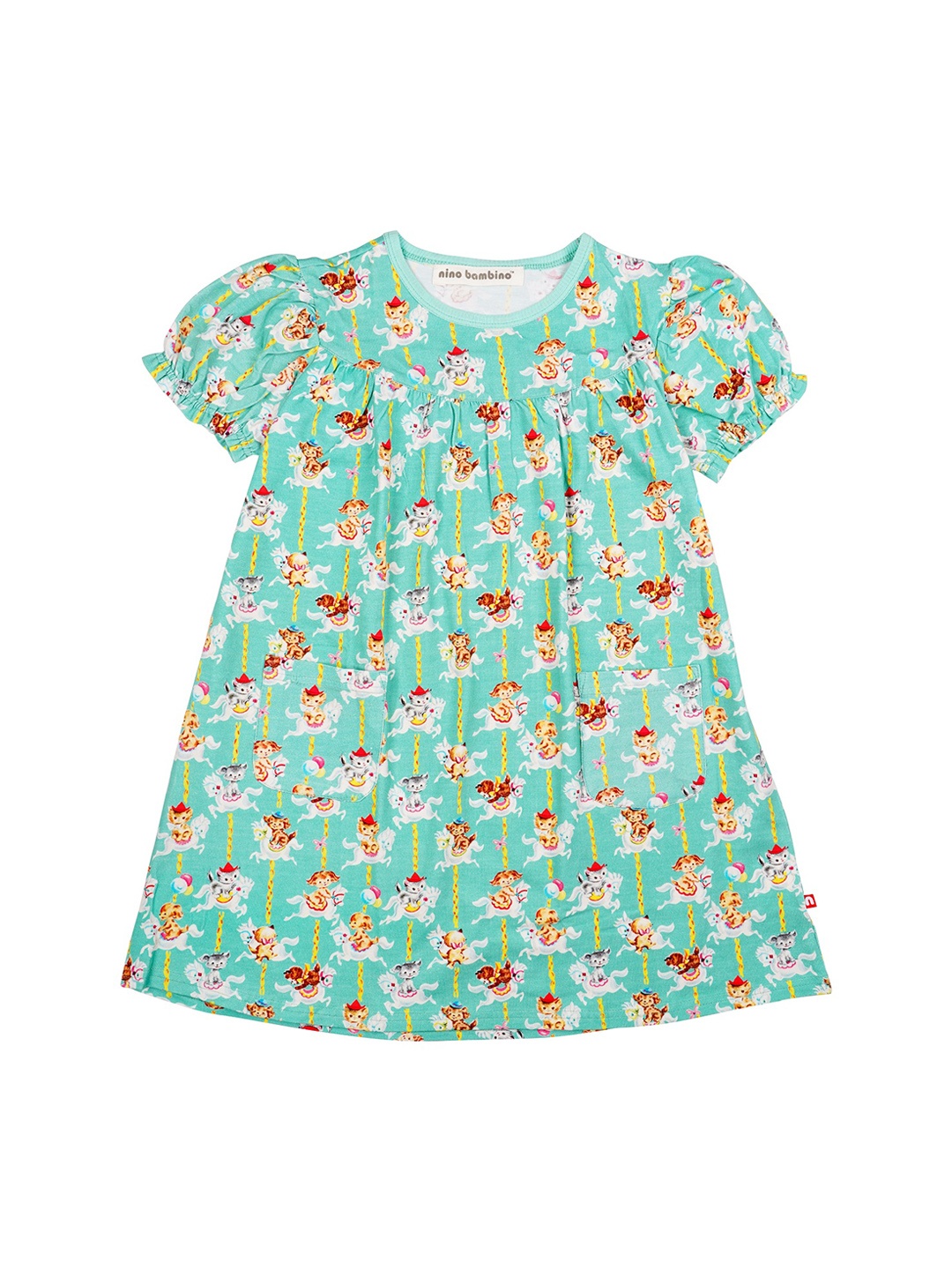 

Nino Bambino Girls Blue Printed Organic Cotton A-Line Dress