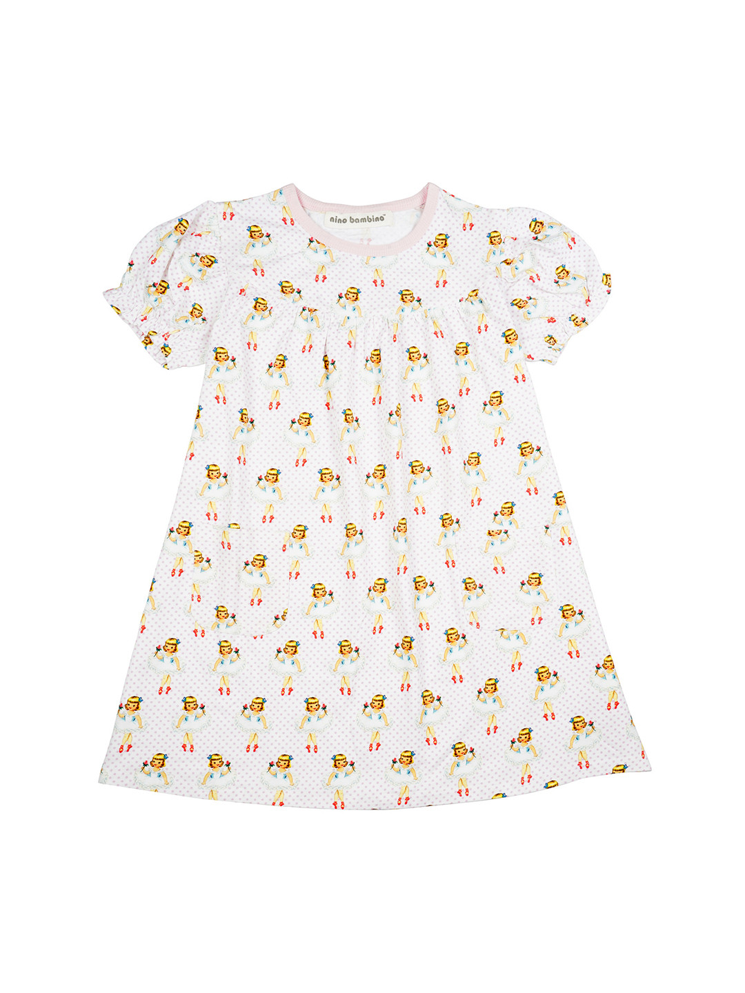 

Nino Bambino Girls Grey Organic Cotton Sustainable Printed A-Line Dress, White