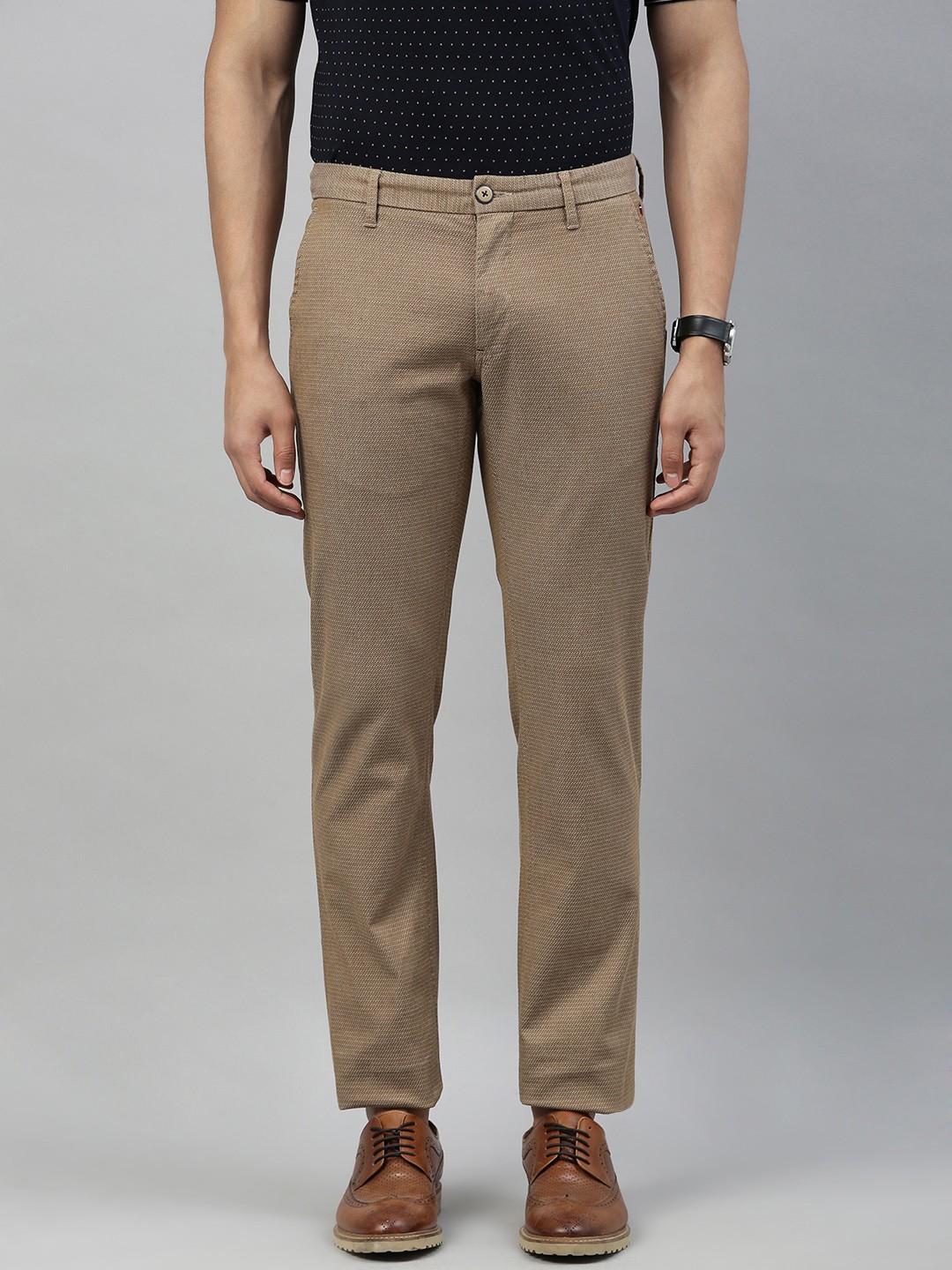 

Louis Philippe Sport Men Khaki Slim Fit Self-Design Regular Trousers