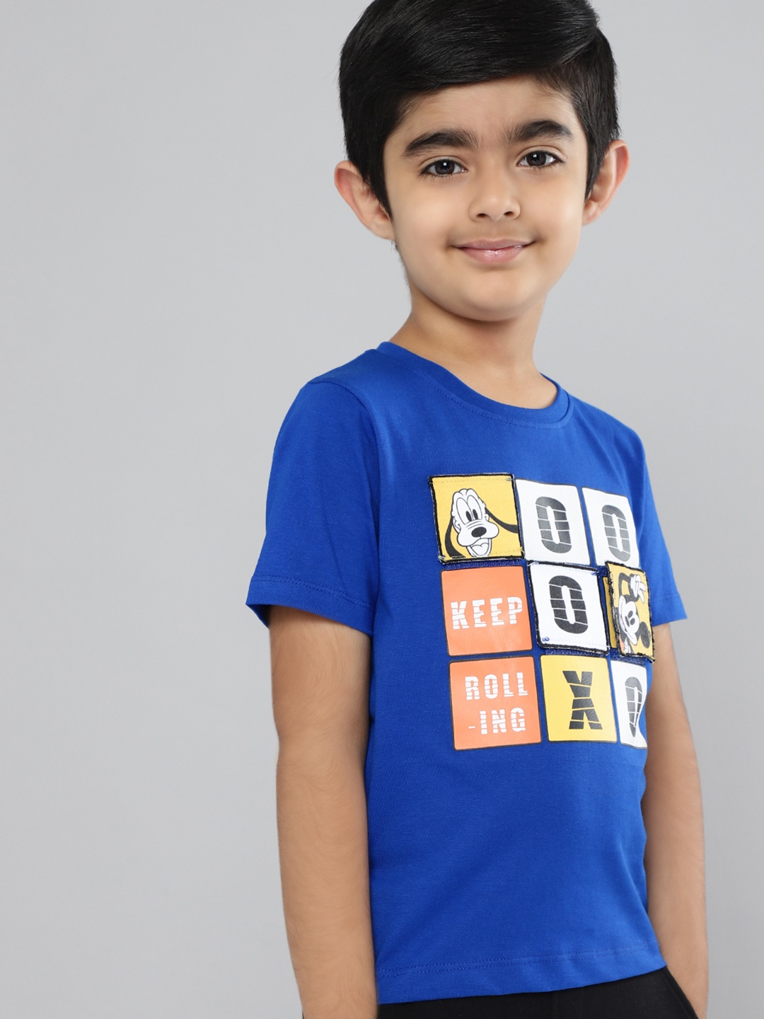 

YK Disney Boys Blue White Pure Cotton Mickey Friends Printed Pure Cotton T-shirt