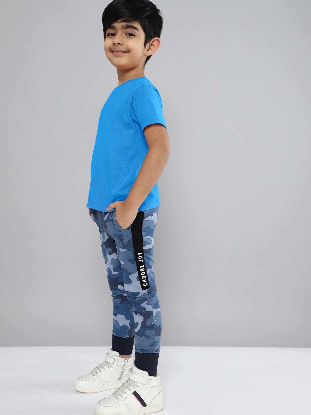 

YK Boys Blue & Grey Camouflage Print Pure Cotton Joggers