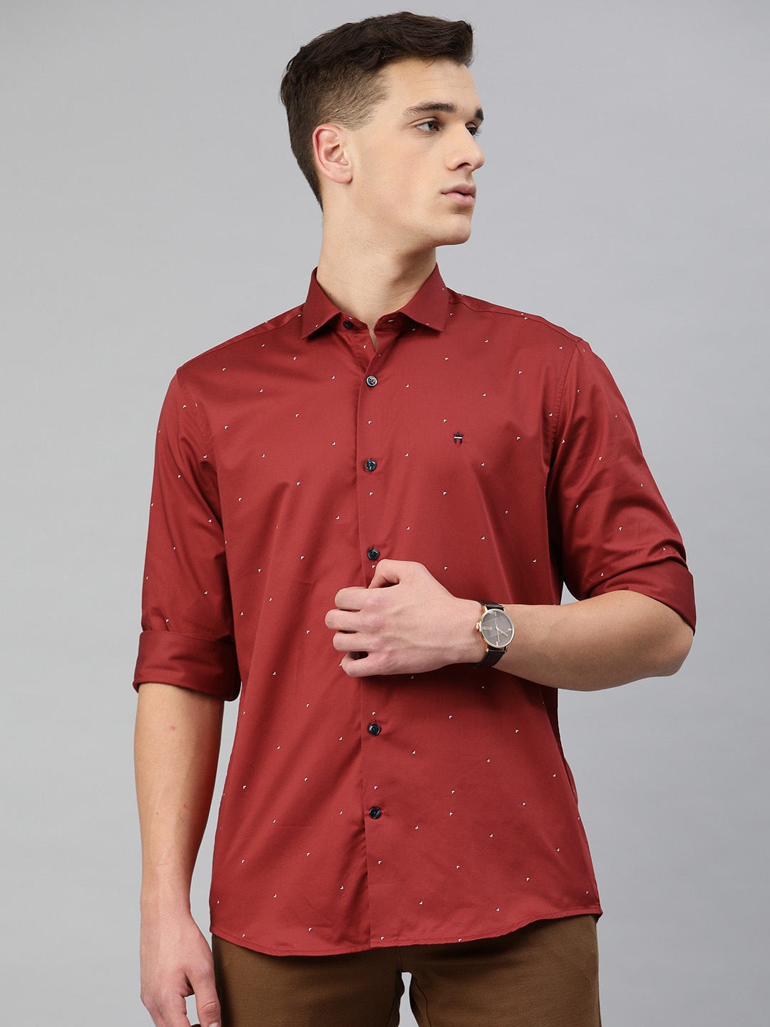 

Louis Philippe Sport Men Maroon Slim Fit Micro Ditsy Printed Casual Shirt