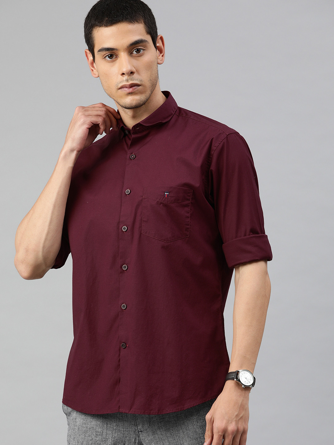 

Louis Philippe Sport Men Solid Slim Fit Casual Shirt, Maroon