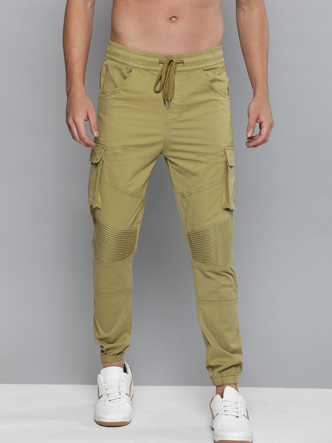 

HERE&NOW Men Khaki Regular Fit Solid Joggers
