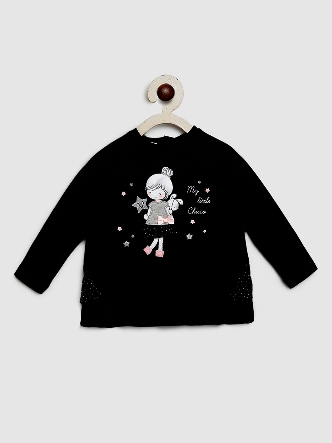 

Chicco Girls Black Printed Round Neck T-shirt