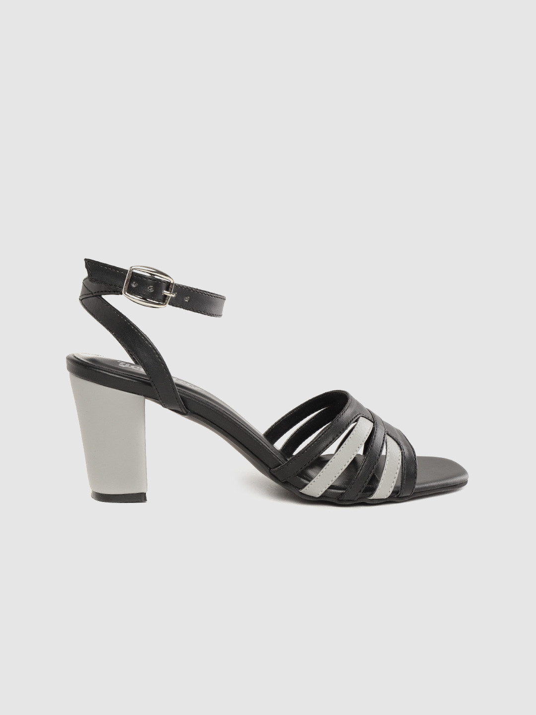 

The Roadster Lifestyle Co Women Black Grey Colourblocked Block Heels