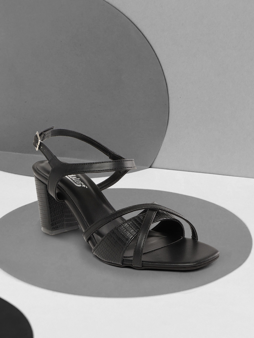 

The Roadster Lifestyle Co Women Black Croc Textured Block Heels