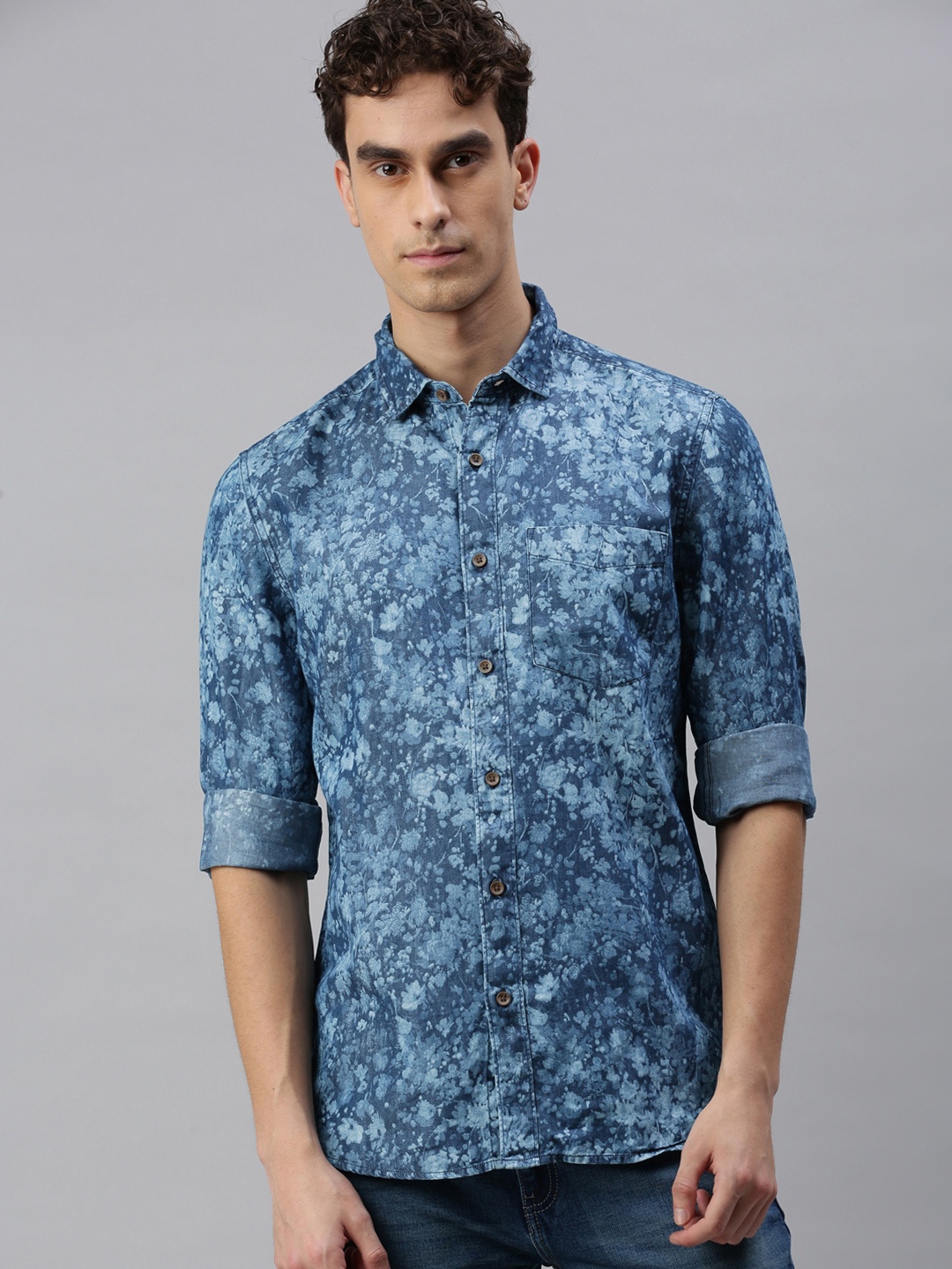 

Jack & Jones Men Blue Slim Fit Printed Casual Shirt