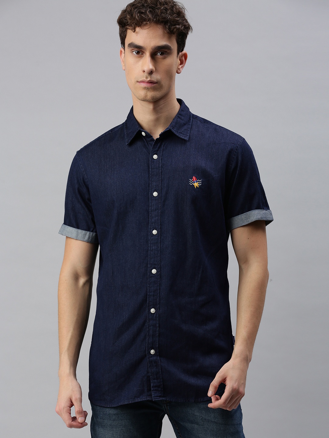 

Jack & Jones Men Blue Regular Fit Solid Casual Shirt