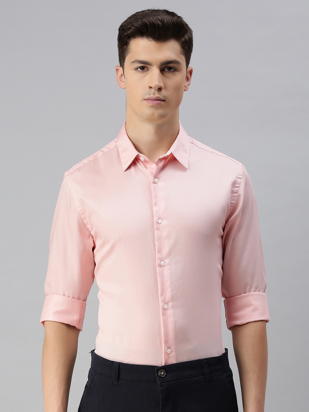 

Jack & Jones Men Pink Regular Fit Solid Semiformal Shirt