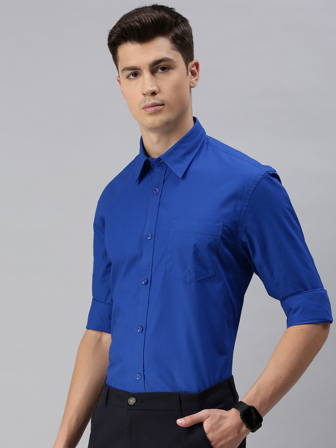 

Jack & Jones Men Blue Regular Fit Solid Casual Shirt