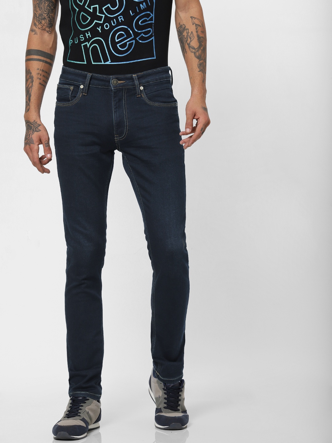 

Jack & Jones Men Blue Ben Skinny Fit Low-Rise Clean Look Stretchable Jeans