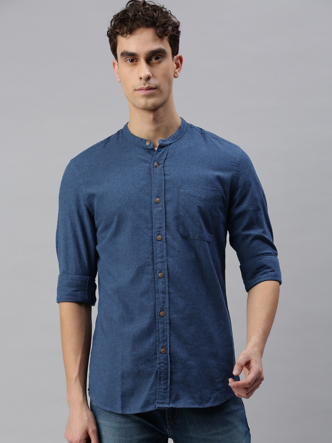 

Jack & Jones Men Blue Regular Fit Solid Casual Shirt