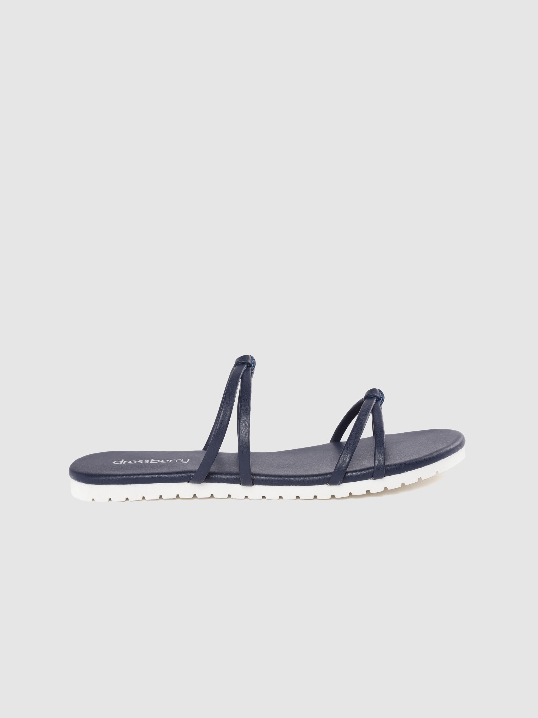 

DressBerry Women Navy Blue Solid Open Toe Flats