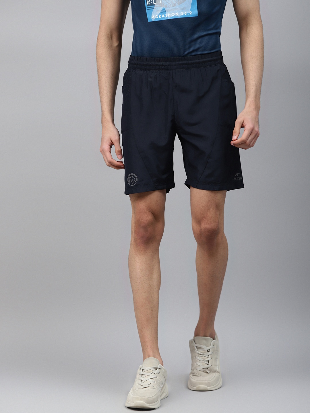 

Alcis Men Navy Blue Solid Slim Fit Sports Shorts