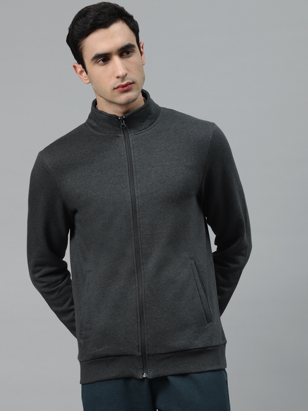 

Alcis Men Grey Melange Solid Sweatshirt