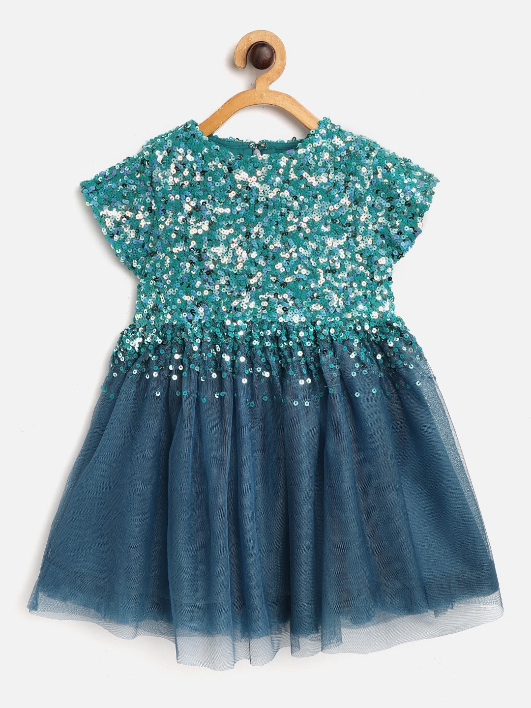 

Cherry Crumble Girls Green Sequin Embellished Fit and Flare Dress