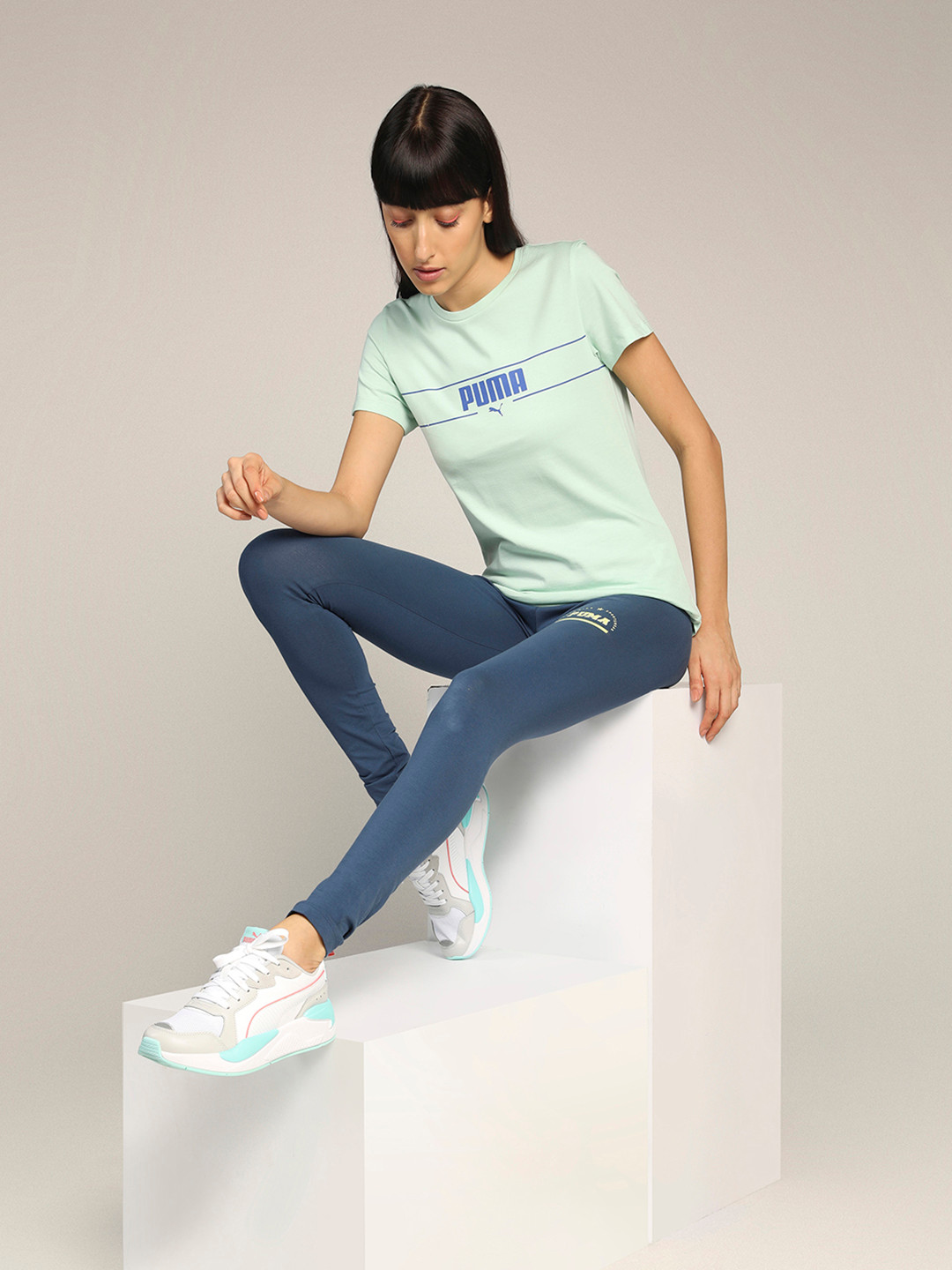

Puma Women Green Printed Round Neck T-shirt